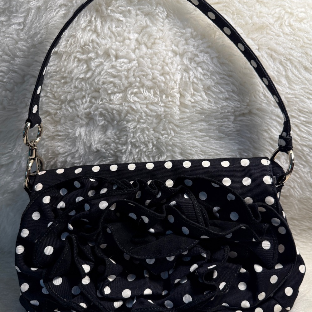 Yves Saint Laurent Black and White Polka Dot Shoulder Bag